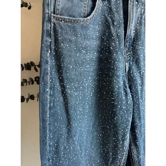 Zara Rhinestone Covered Relaxed Fit Baggy Jeans - Picture 9 of 10